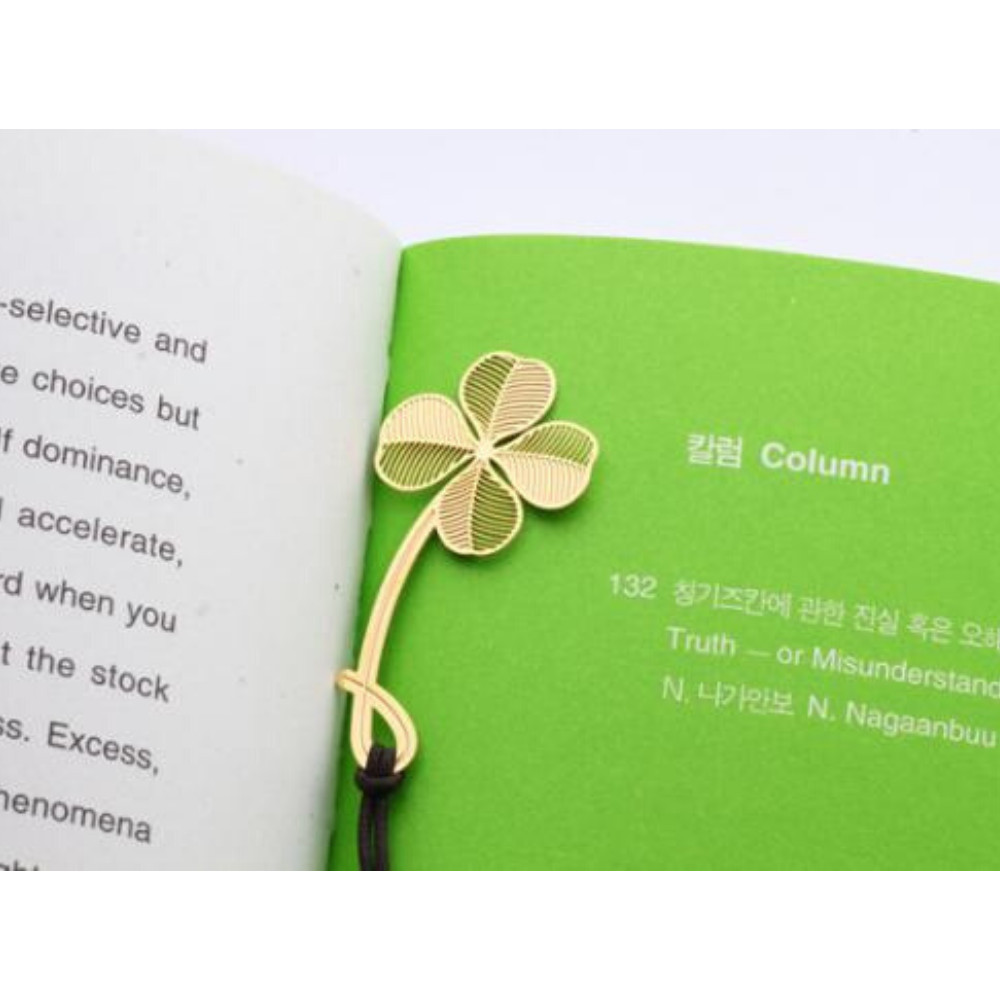 Bookmark kim loại đánh dấu trang sách hình cỏ 4 lá