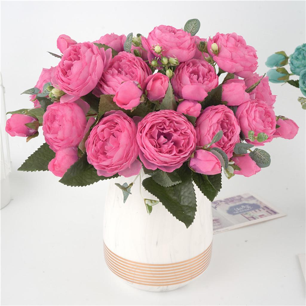 1 Pair Artificial Peony Silk Flower Bouquet for Wedding DIY Home Decoration