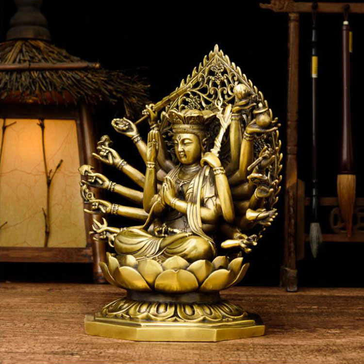 Tượng phật chuẩn đề bồ tát bằng đồng thau đồ thờ phong thủy