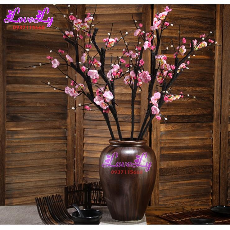 Hoa giả - Cành hoa đào nhật thân lớn trang trí nghệ thuật dài 96cm
