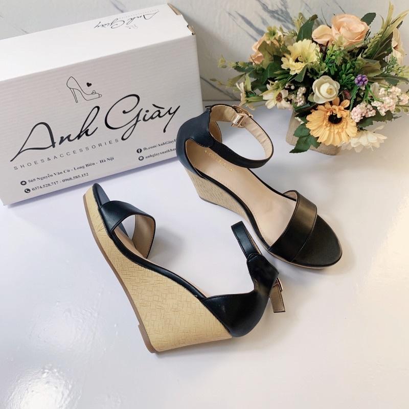 SD24 - Sandal đế xuồng quai ngang da lì bít gót 8p đế giả cói trẻ trung nữ tính hàng VNXK nhẹ êm (ảnh thật, kèm video)