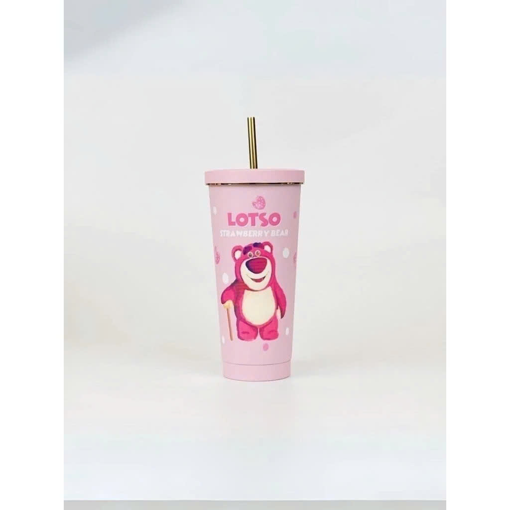 Ly Giữ Nhiệt Lotso Inox 304 Cao Cấp 750ml Kèm Ống Hút, Ly Giữ Nhiệt Gấu Dâu Hoạt Hình Dễ Thương Giữ Nhiệt 8-12h - Tặng Kèm Túi Đựng - HÀng Chính Hãng MINIIN