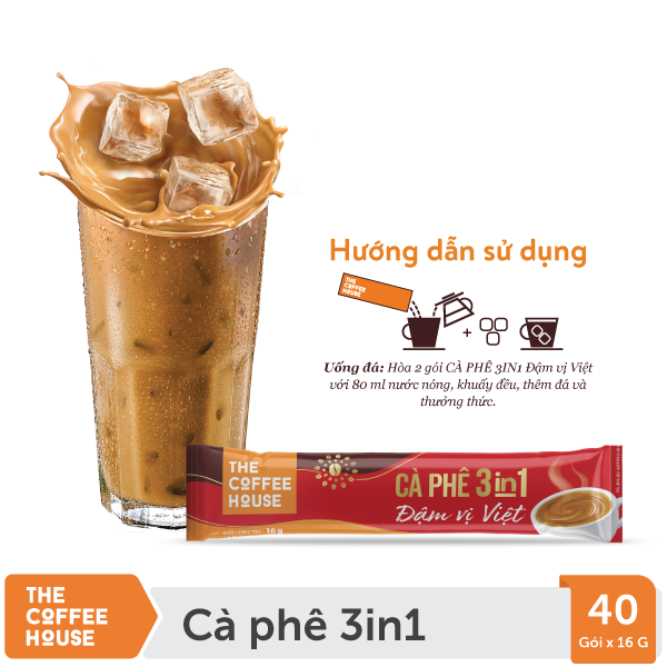 Combo 3 gói cà phê sữa hoà tan 3IN1 đậm vị Việt  (HTúi 40 gói x  16g)
