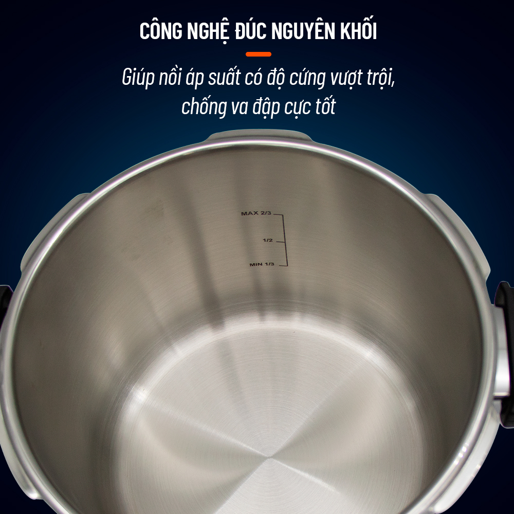 Nồi Áp Suất Cơ Inox Cao Cấp Đáy Từ Nagakawa NAG1452 (5L) - Dùng Trên Mọi Loại Bếp - Hàng Chính Hãng