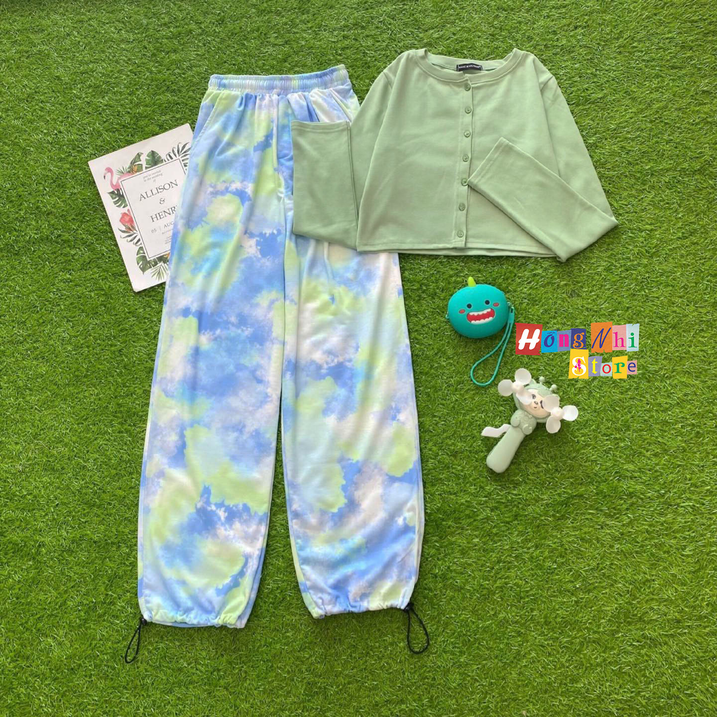 Quần Jogger 3D Ulzzang Unisex Jogger Loang Màu Dây Rút Lai Ống Rộng Xanh Bầu Trời V2 - MM