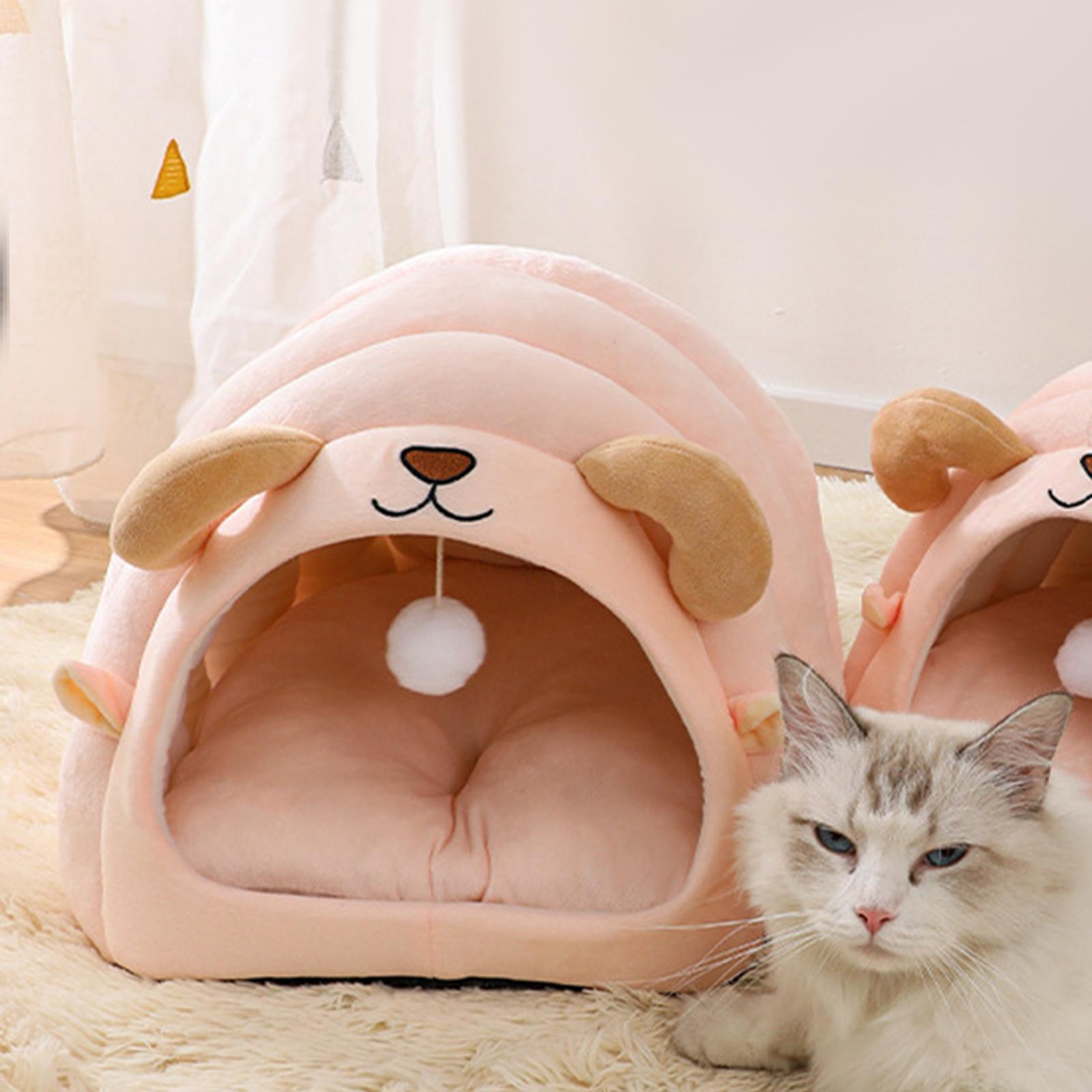 Warm Bed Small Animal Winter House Comfortable Pet Sleeping Bed Washable Cave House for Cats and Small Dogs Outdoor Indoor