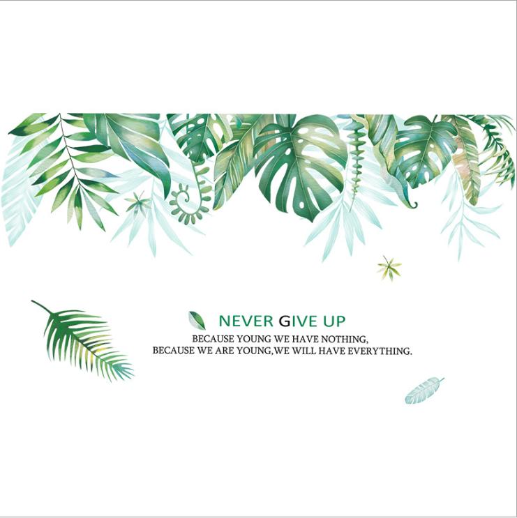 Decal dán tường Giàn lá 3D phong cách Hàn Quốc - Never Give Up