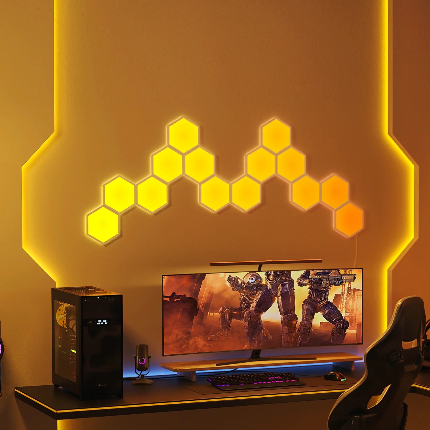 Đèn LED lục giác Govee Glide Hexa Light Panels H6061 | DIY trang trí tường, lắp ghép thông minh, 40 chế độ màu sẵn | Hàng chính hãng