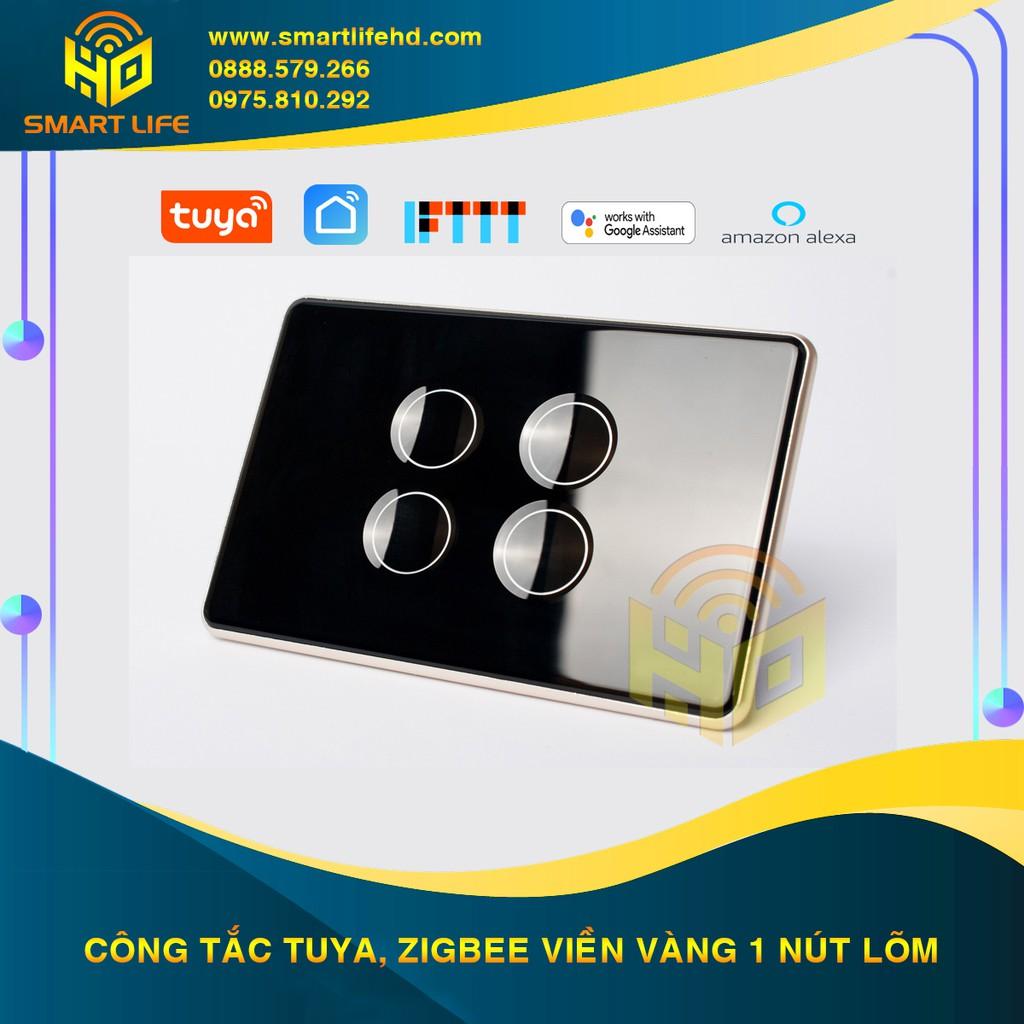 [Hàng chính hãng] Công tắc điện thông minh viền nhôm, 1-4 nút lõm mặt kính cao cấp hệ Tuya - Smart Life, US (Chữ nhật)