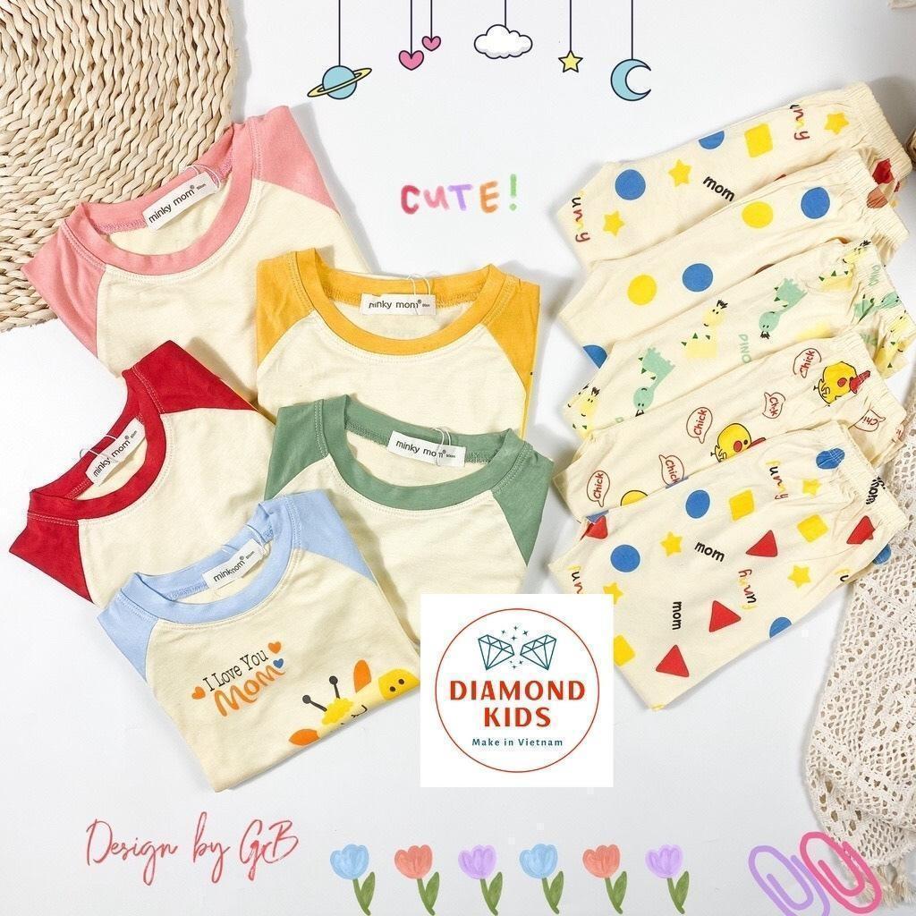 Bộ Quần Áo Dài Tay MINKY MOM Thun Lạnh cho Trẻ Em Bé Trai Bé Gái In Hình Dễ Thương vải mềm mịn thoáng mát TD.10