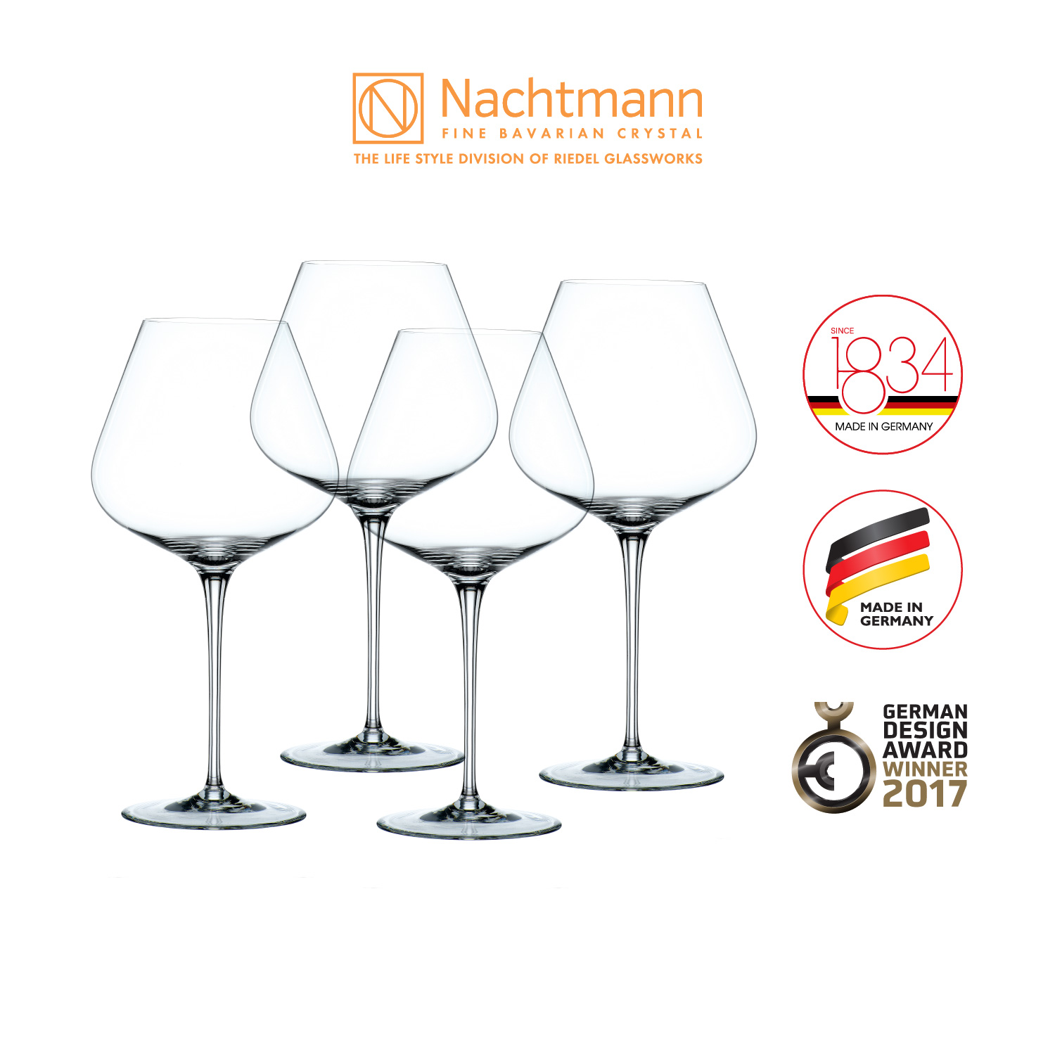 Bộ 4 ly rượu vang đỏ Nachtmann ViNova Magnum-Hàng chính hãng 100%