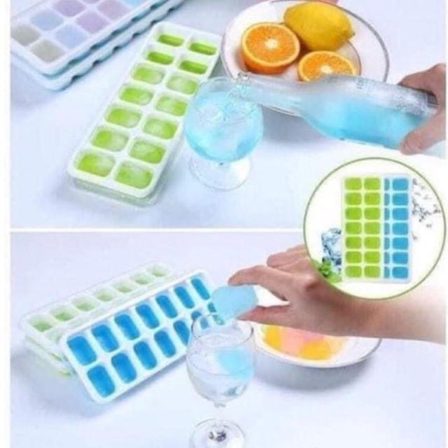 Khay Vỉ Làm Đá Đá Silicon Có Nắp Đậy 14 Viên, Khay Đựng Đá Tủ Lạnh, Làm Đá Thạch Kem Bảo Quản Tốt.