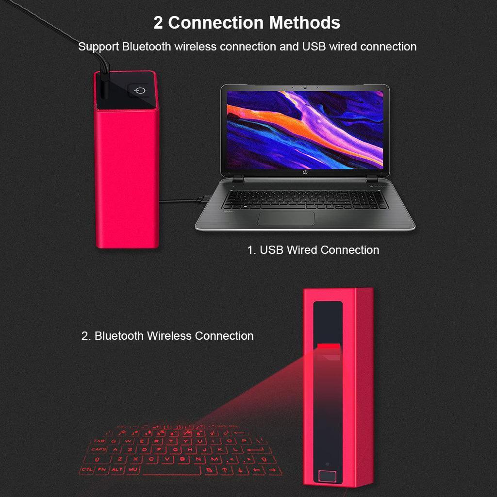 Laser Projection Wireless Keyboard for Smartphone Tablet Desktop Black