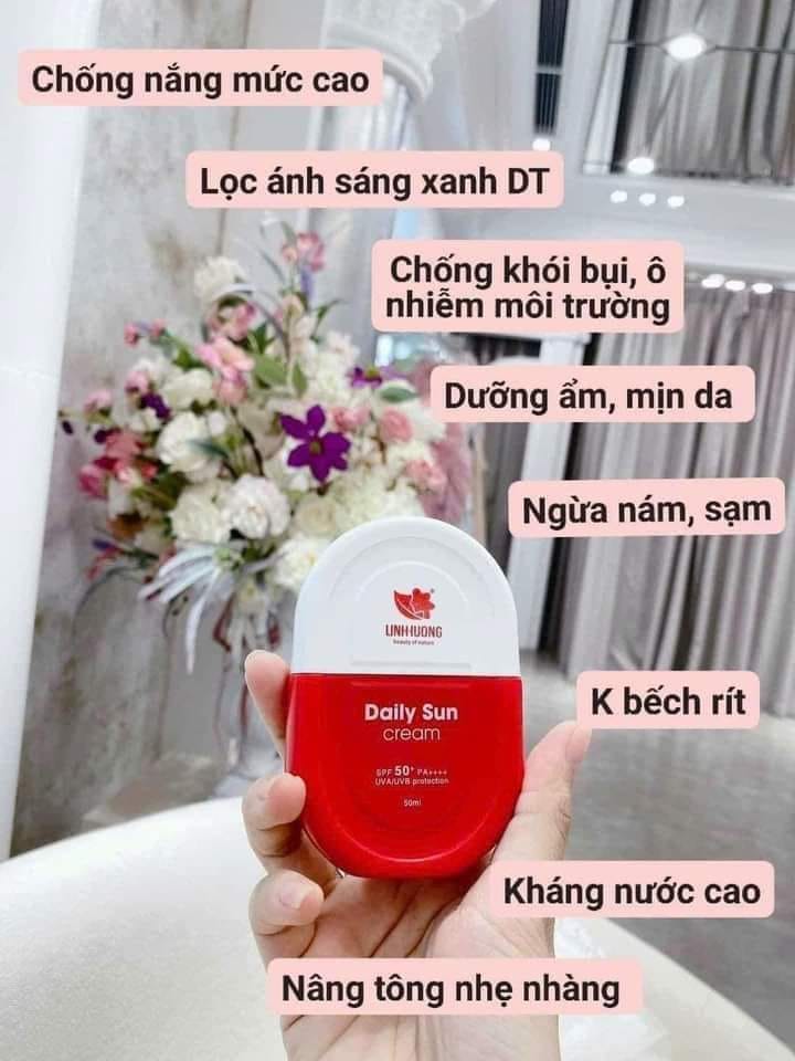 Sữa Chống Nắng Daily Sun Cream Linh Hương Beauty Of Nature SPF50+ PA+++ quang phổ rộng kem chống nắng dạng sữa lai vật lí hóa học dưỡng trắng chống nắng cho da 50ml