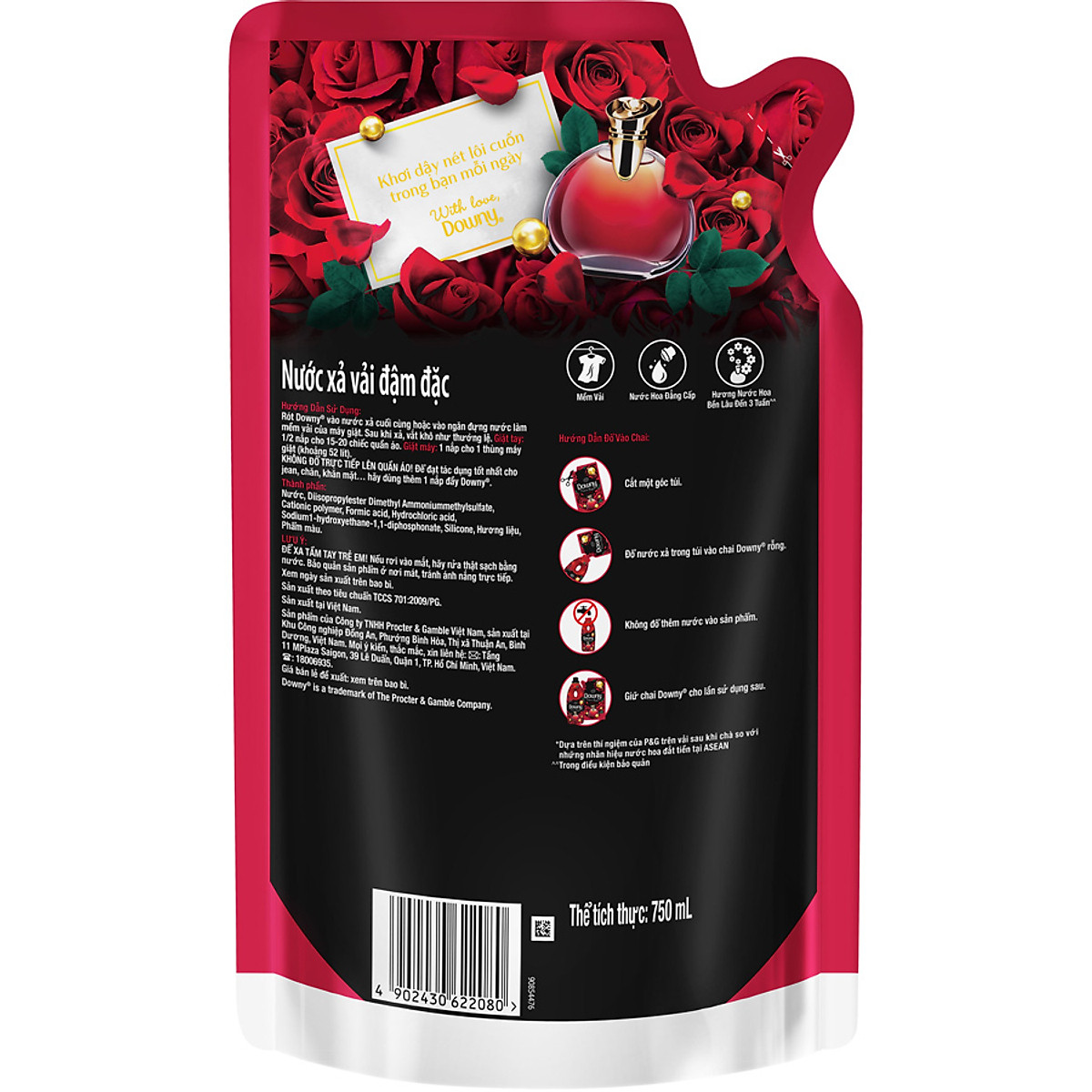 Nước Xả Vải Downy Dạng Túi - Đam mê 750ml