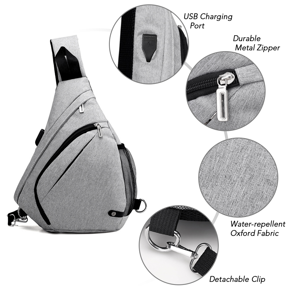 Túi đeo chéo vai Du lịch Daypack với cổng sạc USB để đi bộ đường dài Leo núi Đạp xe