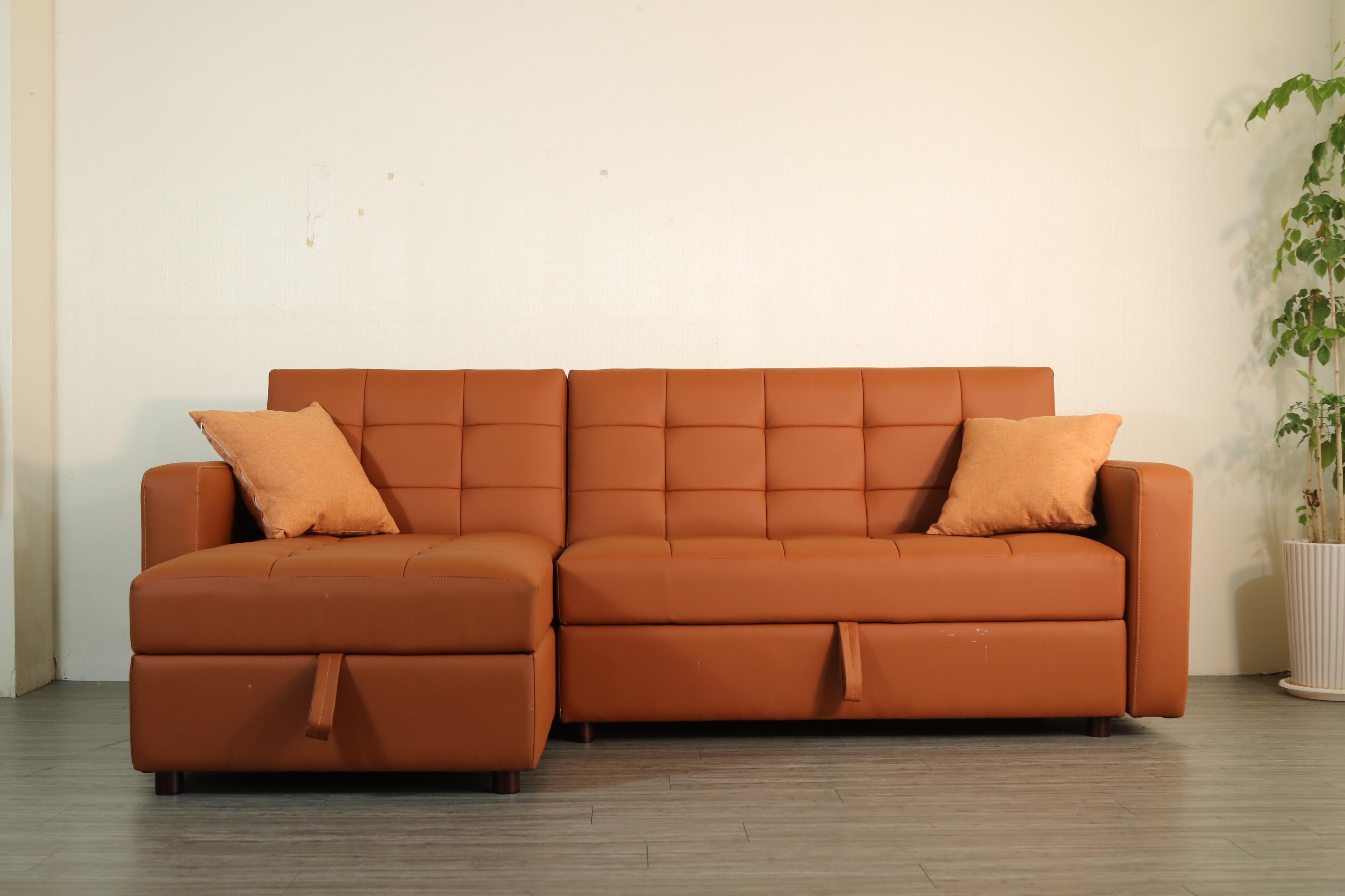 Sofa giường kéo góc L Juno sofa màu cam, xám, tro
