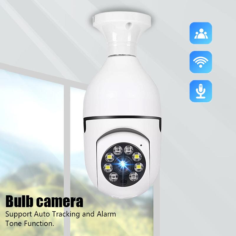 E27 WiFi Bóng đèn giám sát 360 Camera Night Vision tự động theo dõi con người theo dõi Panoramic Panoramic Wireless Protection Monitor
