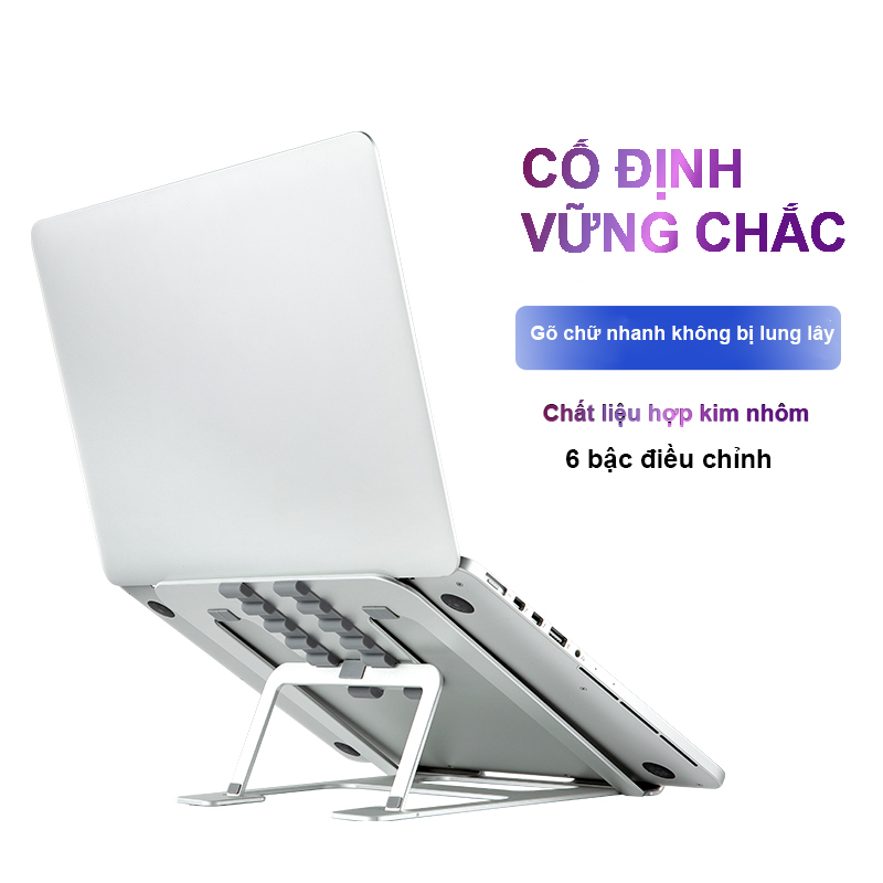 Giá Đỡ Laptop Macbook Để Bàn Chất Liệu Hợp Kim Nhôm Cao Cấp – Nâng Hạ - Gấp Lại Kích Thước 26.5x23.5x5cm Hàng Chính Hãng