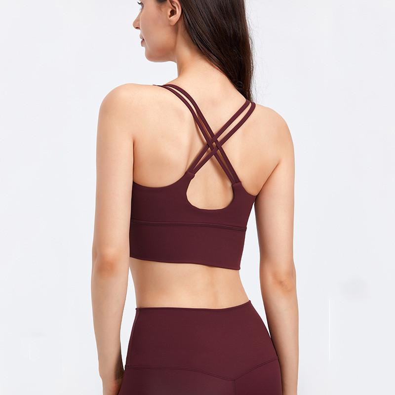 Hàng Mới Về Nóng Phổ Biến 75% Nylon 25% Spandex Tập Yoga Áo Top Thể Dục Thể Thao Bra Tập Gym Thả Hình Không Viền Quần Lót có Thể Tháo Rời Miếng Lót Ngực