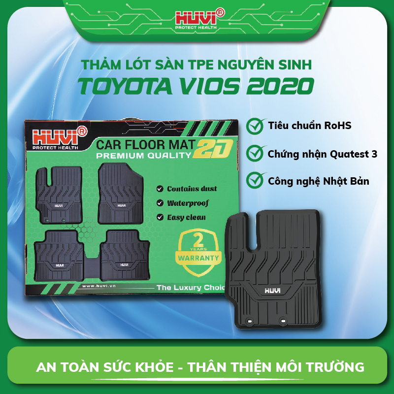 Thảm xe ô tô Toyota Vios 2021 ngăn bụi bẩn, chống tràn nước Huvi Protect Health