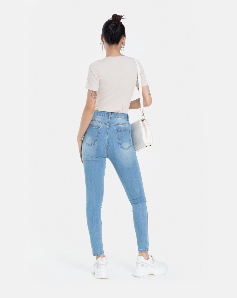 Quần Jean Dài Nữ Thời Trang JUNO Skinny Basic Trơn JNQDA004