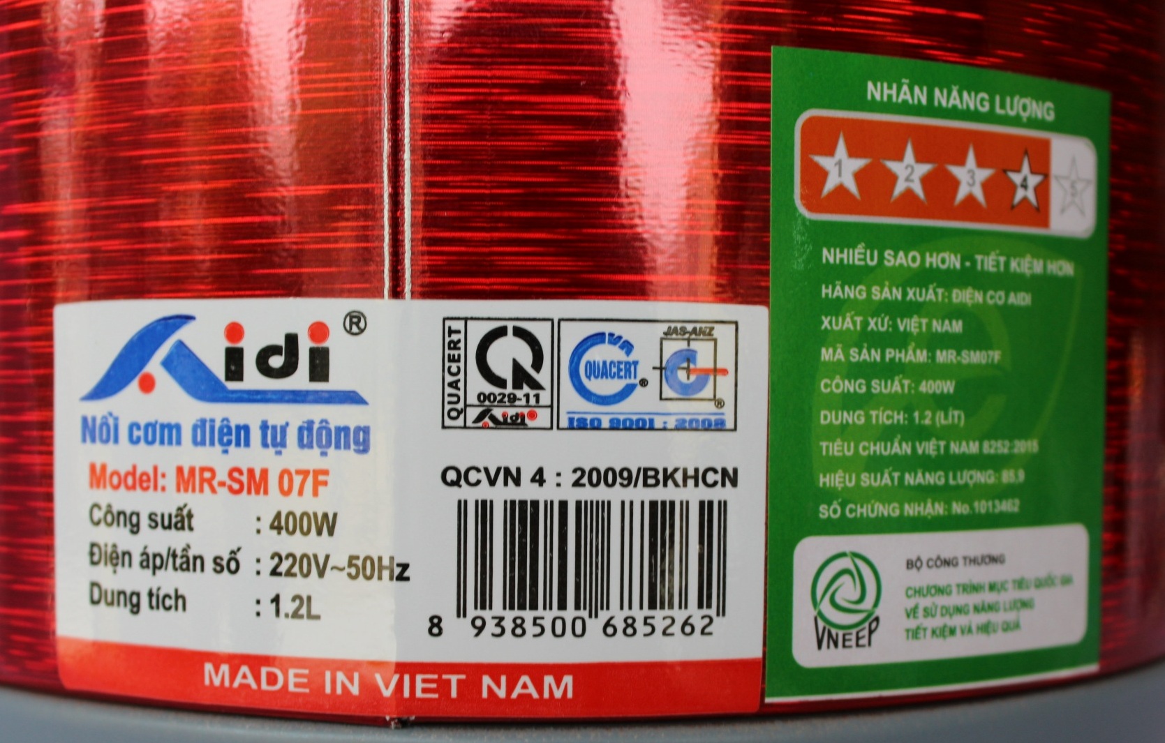 Nồi Cơm Điện Tự Động Nắp Rời Aidi MR-SM 07F (1,2 lít) - Màu Ngẫu Nhiên - Hàng Chính Hãng