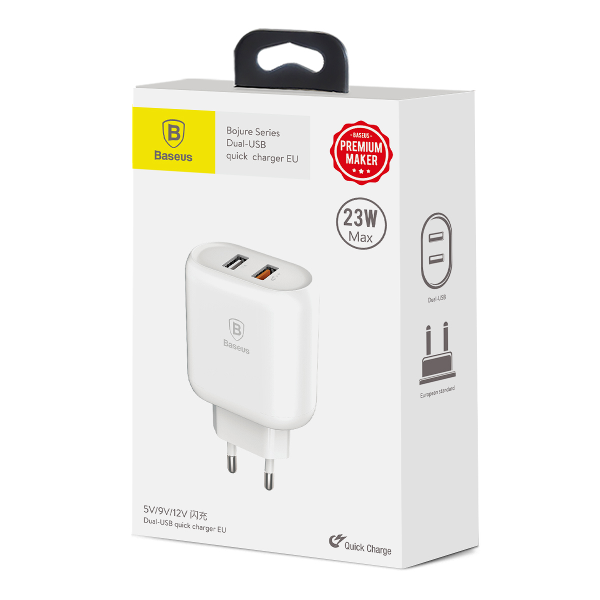 Cốc sạc 23W, Dual USB Quick charge 3.0 với 2 cổng USB đa năng tiện ích - Baseus Bojure- Hàng chính hãng