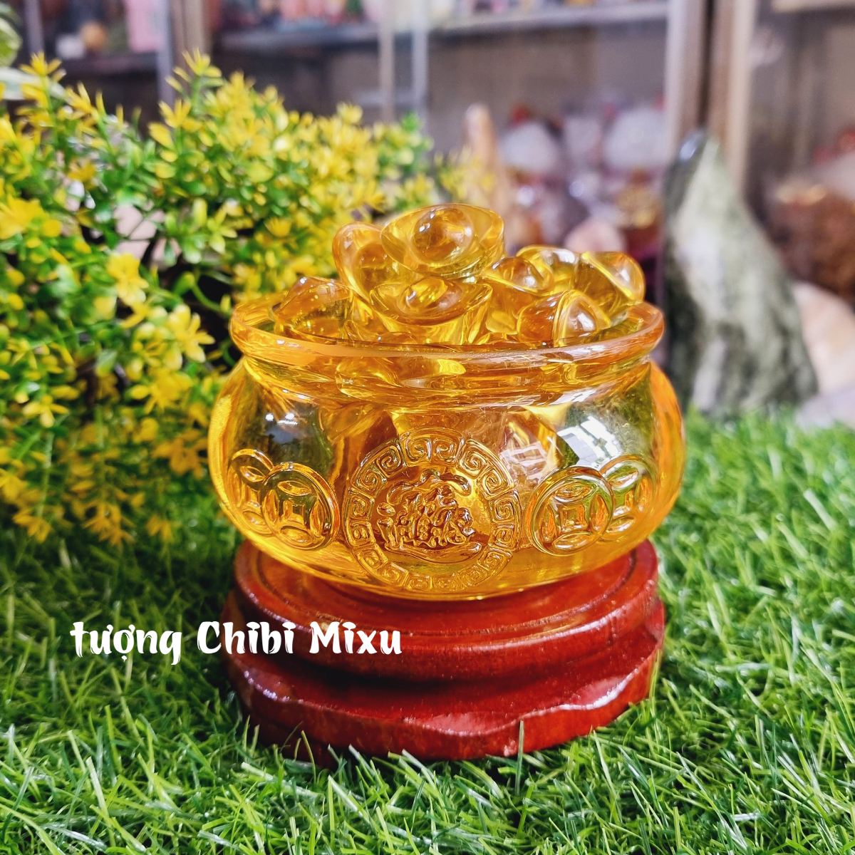 Combo Bát Tụ Bảo 10cm kèm 43 thỏi vàng 2.5cm Thần Tài may mắn