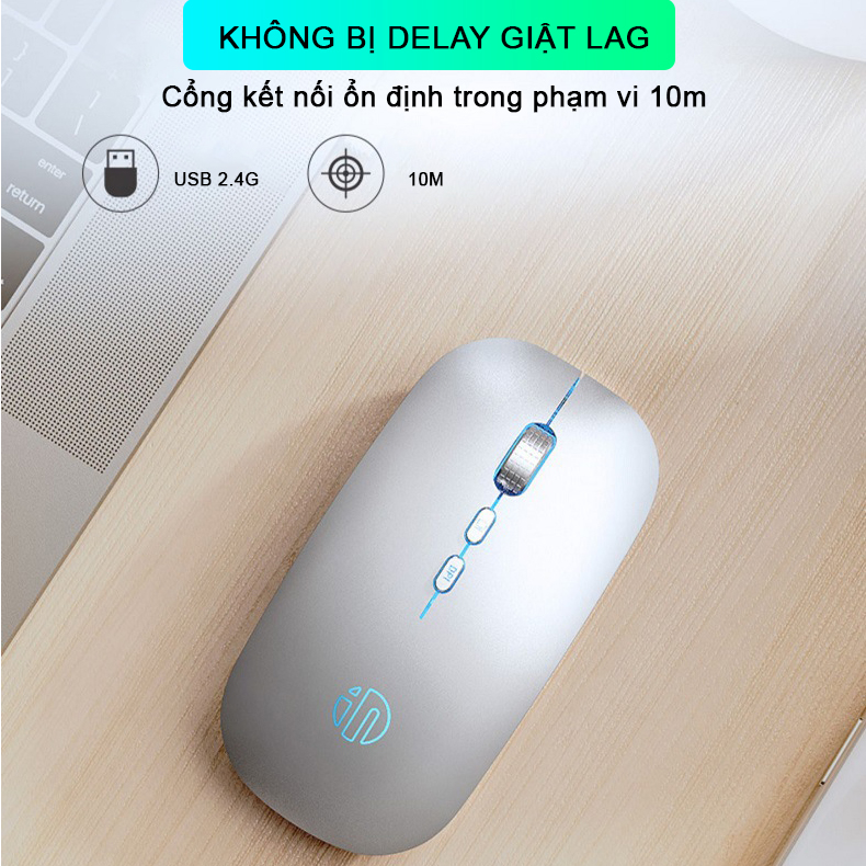 Chuột không dây wireless sạc pin Sidotech M1L bản nâng cấp chuột bluetooth của M1P thiết kế silent tắt tiếng click có LED con lăn kim loại tinh tế dòng chuột  sạc pin 1 lần dùng 2 tháng dùng cho máy tính laptop tivi - Hàng Chính Hãng