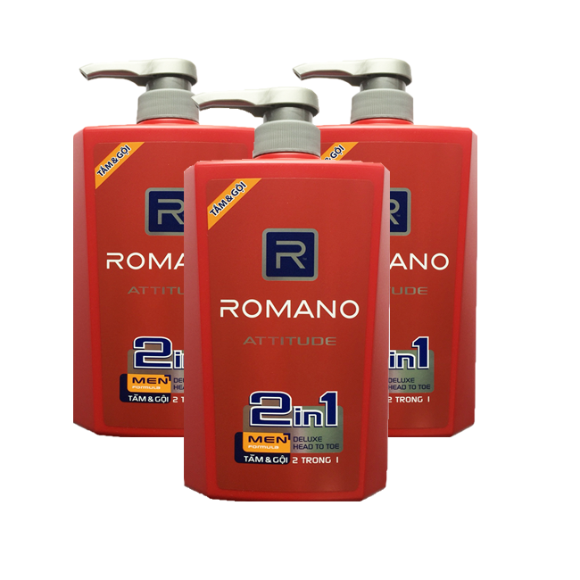 Bộ 2 chai Tắm Gội 2in1 Romano Attitude + Tặng 10 gói dầu gội Romano