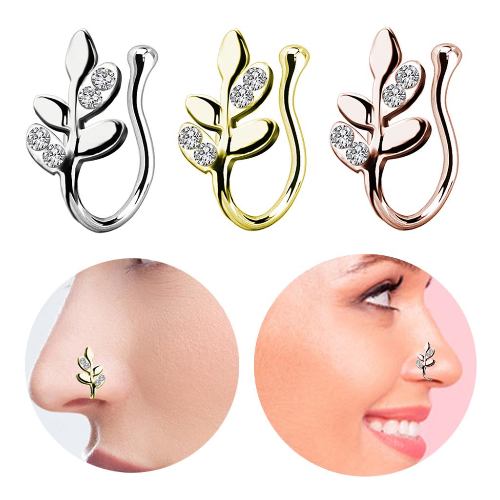 Fake Nose Rings 18G Faux Fake Lip Ear Septum Ring Non Piercing Silver