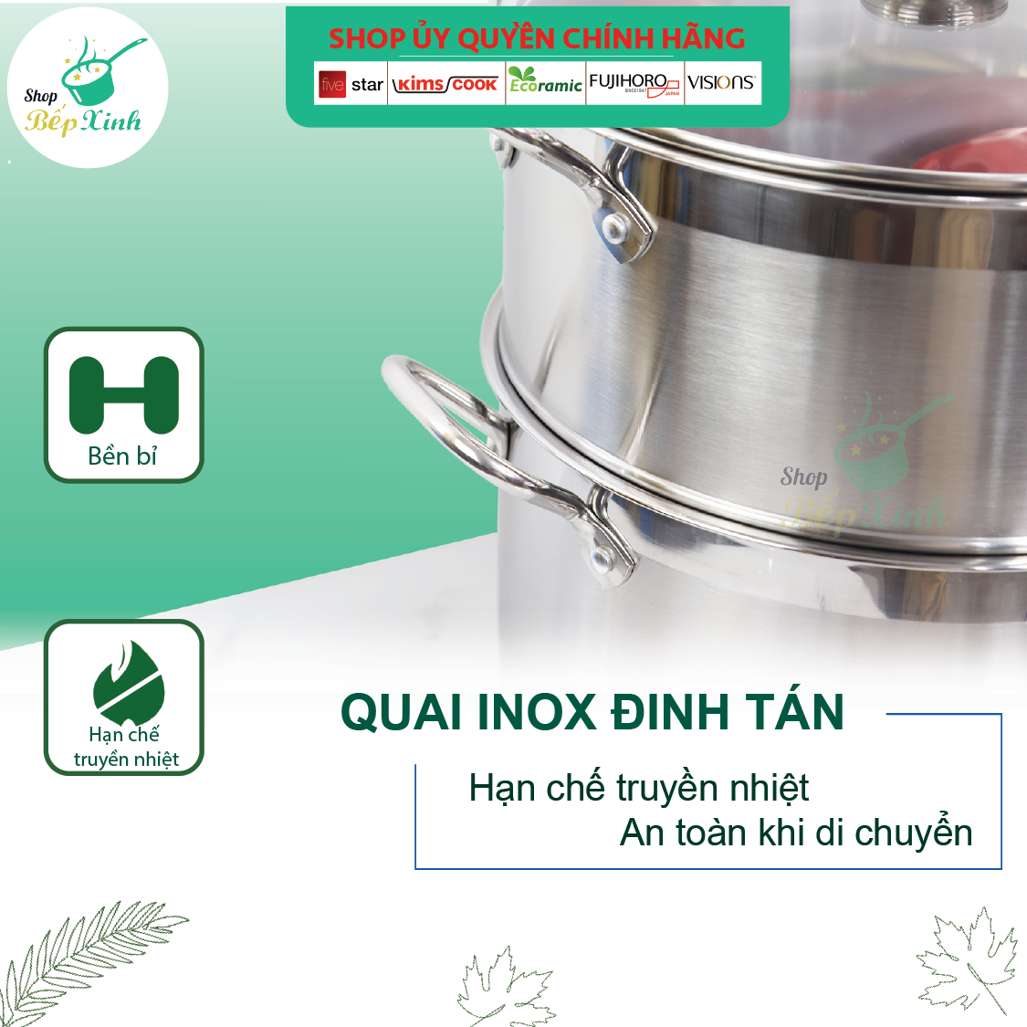 Bộ 2 Nồi Xửng 3 Đáy Nắp Inox Fivestar ST30-3D 30cm