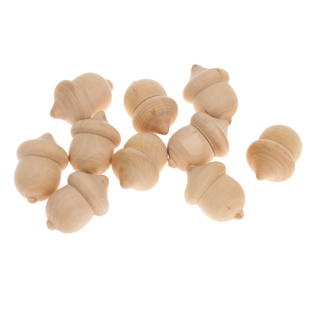 60pcs Vintage Acorn Wood DIY Craft Wedding Party Decor Cake Topper