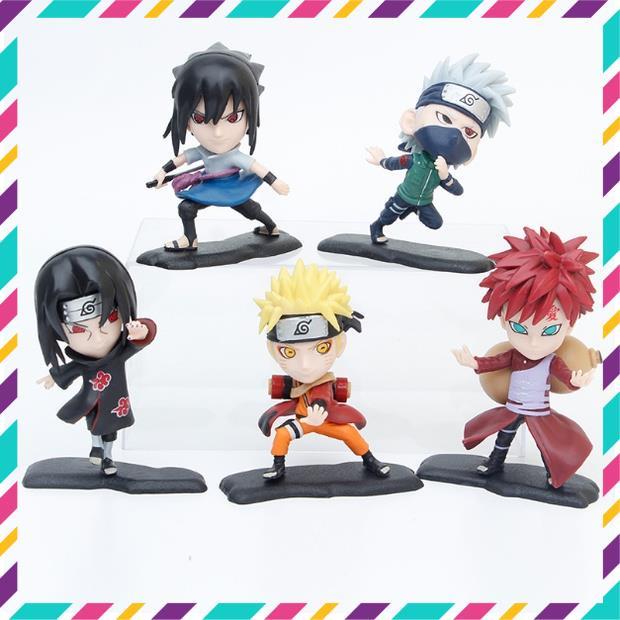 Mô Hình Naruto ChiBi, Bộ 5 Mô Hình Naruto, Kakashi, Itachi, Garaa, Sasuke Siêu Đẹp Cao 8,5 cm - Tượng Figure