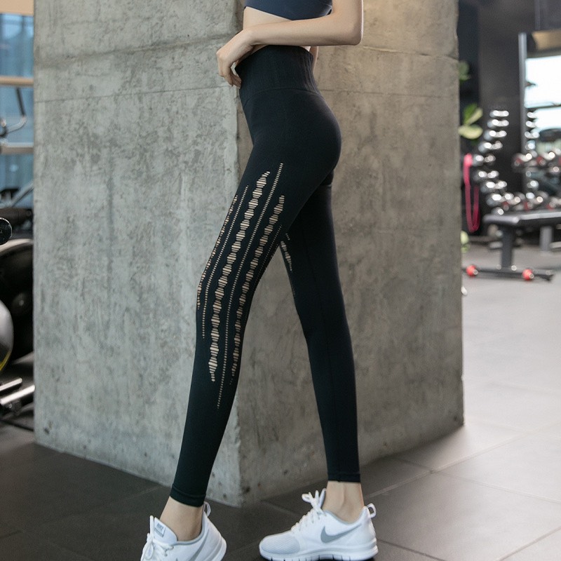 QUẦN DÀI THỂ THAO NỮ PHỐI RÁCH CAO CẤP LƯNG CẠP CAO TÔN DÁNG