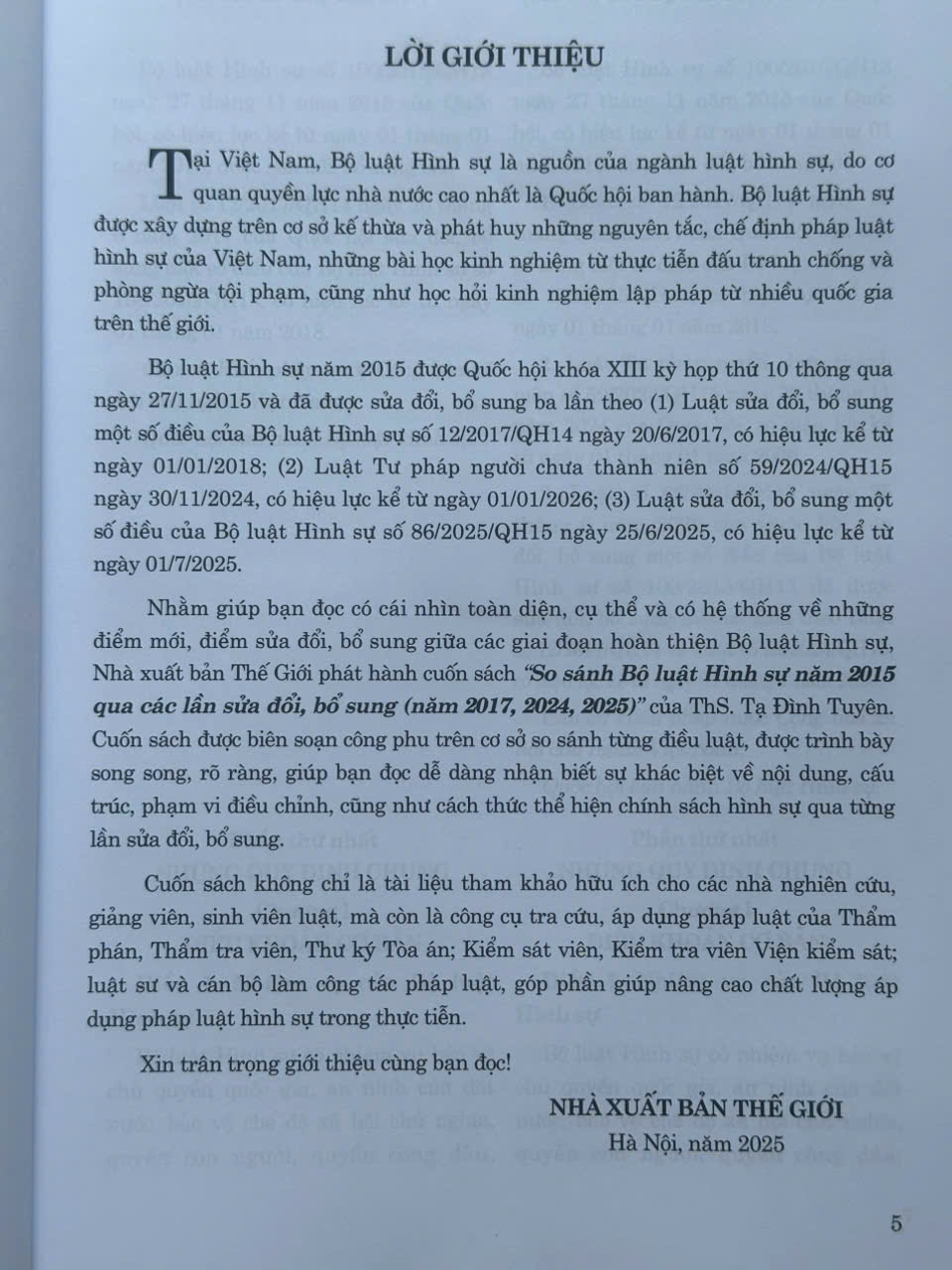 Sách So Sánh Bộ Luật Hình Sự năm 2015 Qua Các Lần Sửa Đổi, Bổ Sung (năm 2017, 2024, 2025) - V2655TA