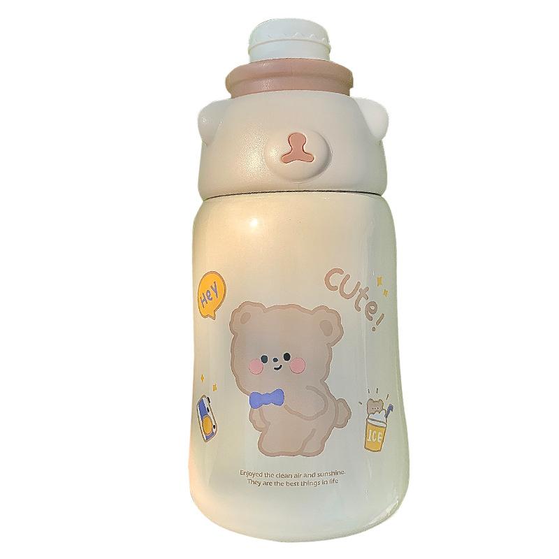 1100ML Giữ Nhiệt Màu Bé Gái Dễ Thương Anime Nhiệt Có Ống Hút Giữ Nhiệt Bình Sữa Hút Chân Không Kid Treo Tường Đôi Cách Nhiệt Nước bình