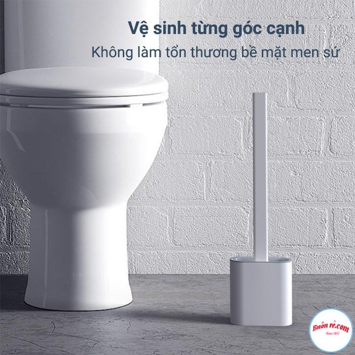 Cọ Vệ Sinh Toilet Bằng Silicon Siêu Sạch Kèm Hộp Đựng – Tặng Kèm Miếng Dán 00990