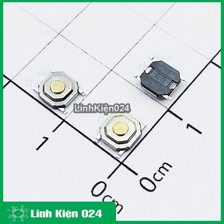 Nút nhấn 4 chân SMD 4x4x1.5 đầu đồng chống nước