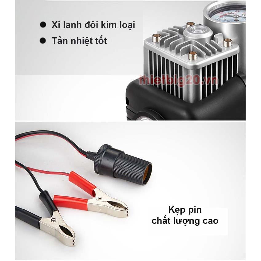 MÁY BƠM LỐP 2 XI LANH TỐC ĐỘ CAO, CÓ ĐÈN PIN, ĐỒNG HỒ CƠ