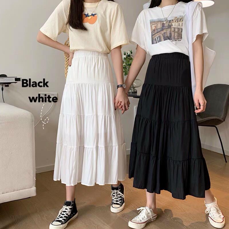 Chân váy tầng from dài from chuẩn dễ mix có nhiều màu chất liệu vải tằm xước có lót trong lưng thun