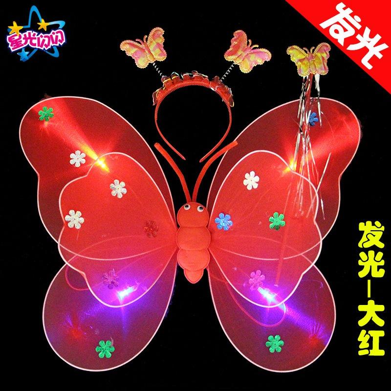 (mới về) Cánh tiên cánh bướm trung thu 2 cánh phát sáng kèm bờm gậy