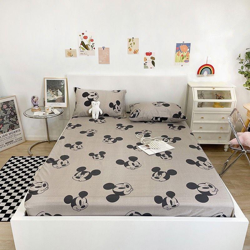 Set Bộ Ga Và 2 Vỏ Gối Cotton Poly Nhập Khẩu, Chất Vải Dày Dặn Không Bai Xù, Phong Cách Hàn Quốc
