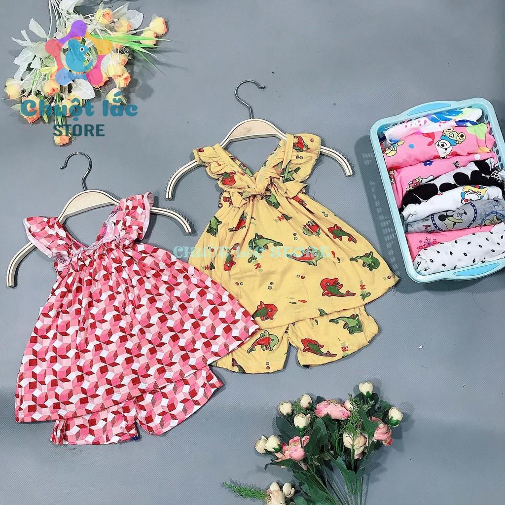 Combo 2 bộ đồ bé gái kiểu 2 dây babydoll chất cotton xuất dư cho bé từ 8kg đến 18kg giao ngẫu nhiên