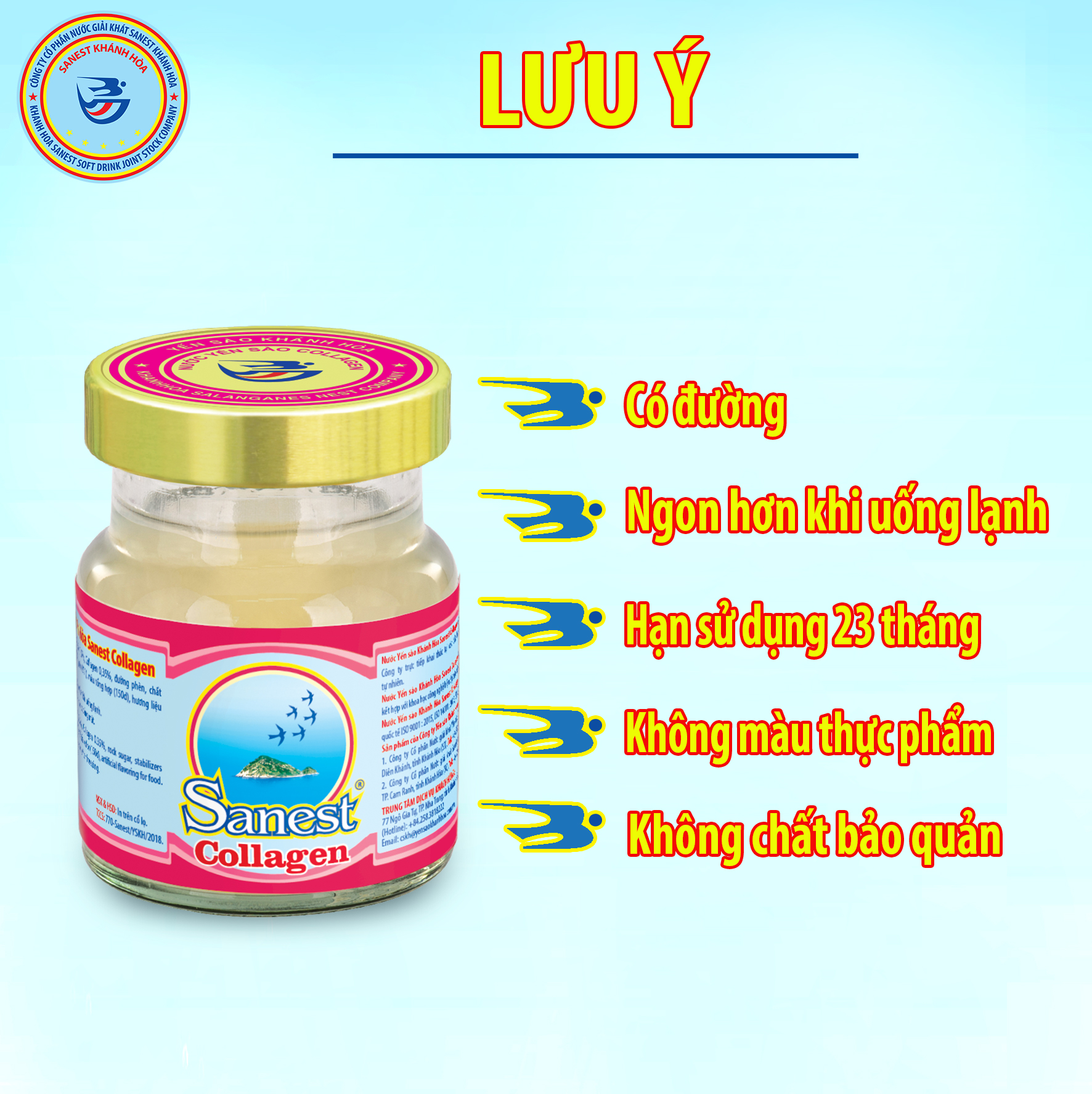 Nước Yến sào Khánh Hòa Sanest Collagen đóng lọ 70 ml