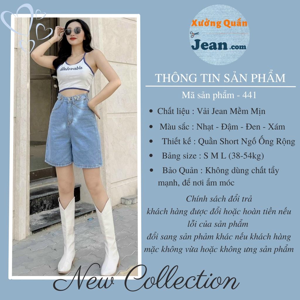 Quần Short Jean Ngố Nữ Ống Rộng 2 Back Lưng Cao Chất Bò Phong Cách Ulzzang Hàn Quốc 4 Màu - 441