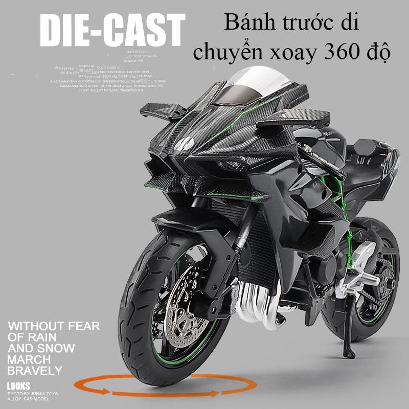 Mô hình xe mô tô Kawasaki Ninja H2R bằng hợp kim nguyên khối có nhạc và đèn tỷ lệ 1:12