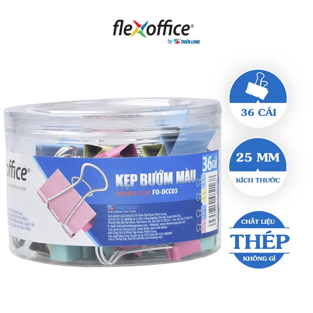 Kẹp bướm màu Flexoffice 25mm FO-DCC03