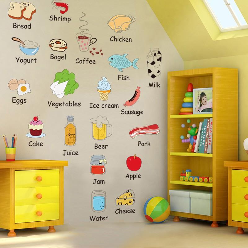 Sticker Decal dán tường Tiếng Anh bữa ăn sáng AM7090